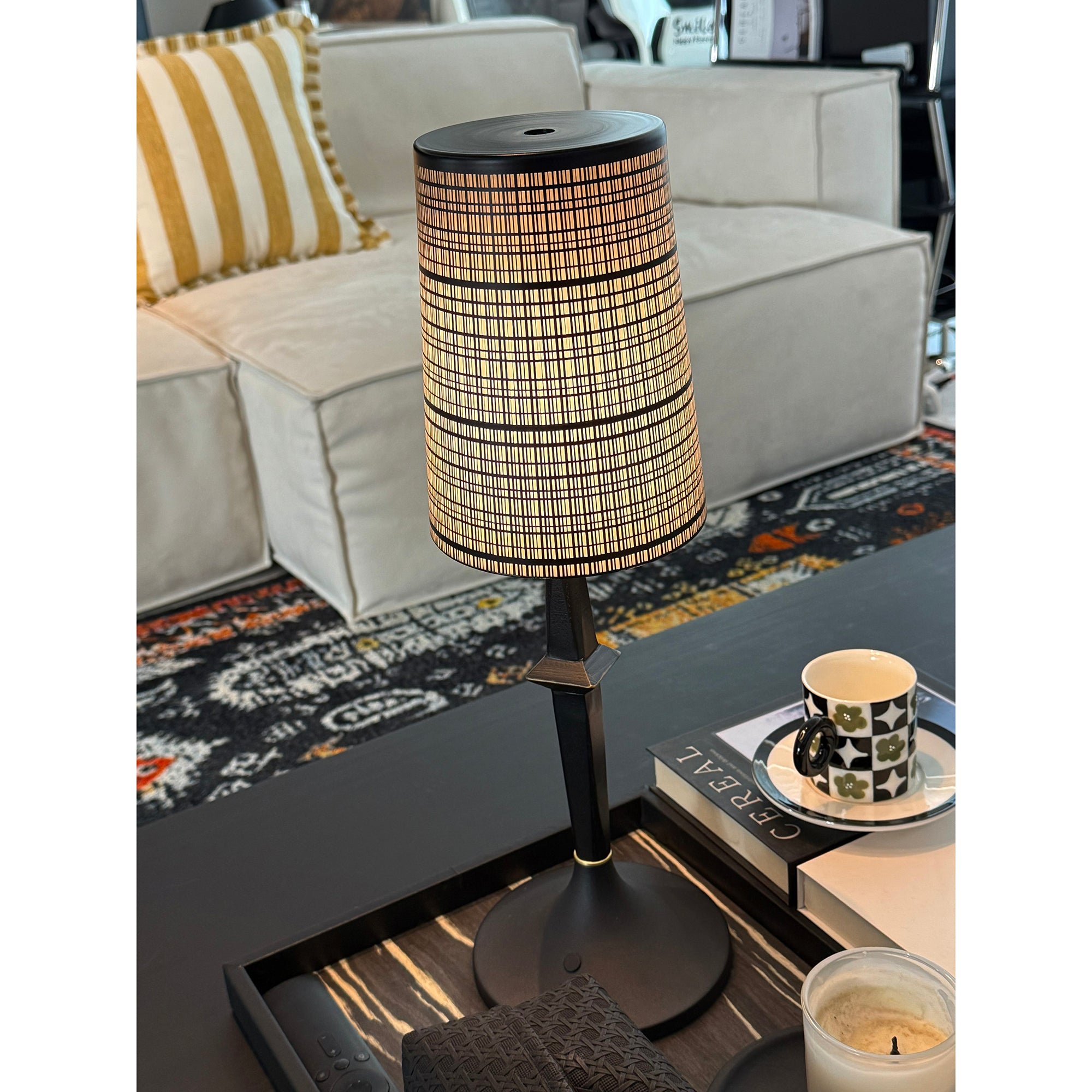 Devon Black Table Lamp (Built-in Battery)