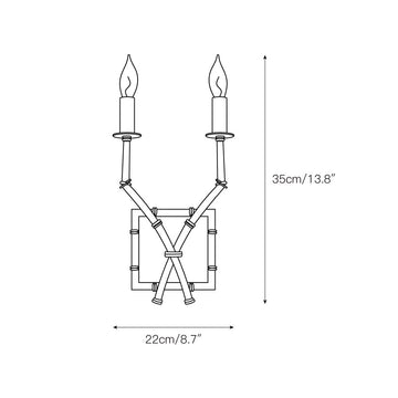 Double Arm Bamboo Sconce – detail 3 — Dimension drawings 1