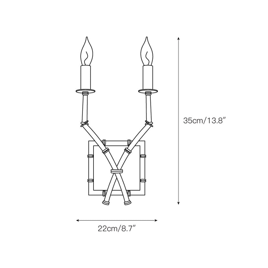 Double Arm Bamboo Sconce – detail 3 — Dimension drawings 1