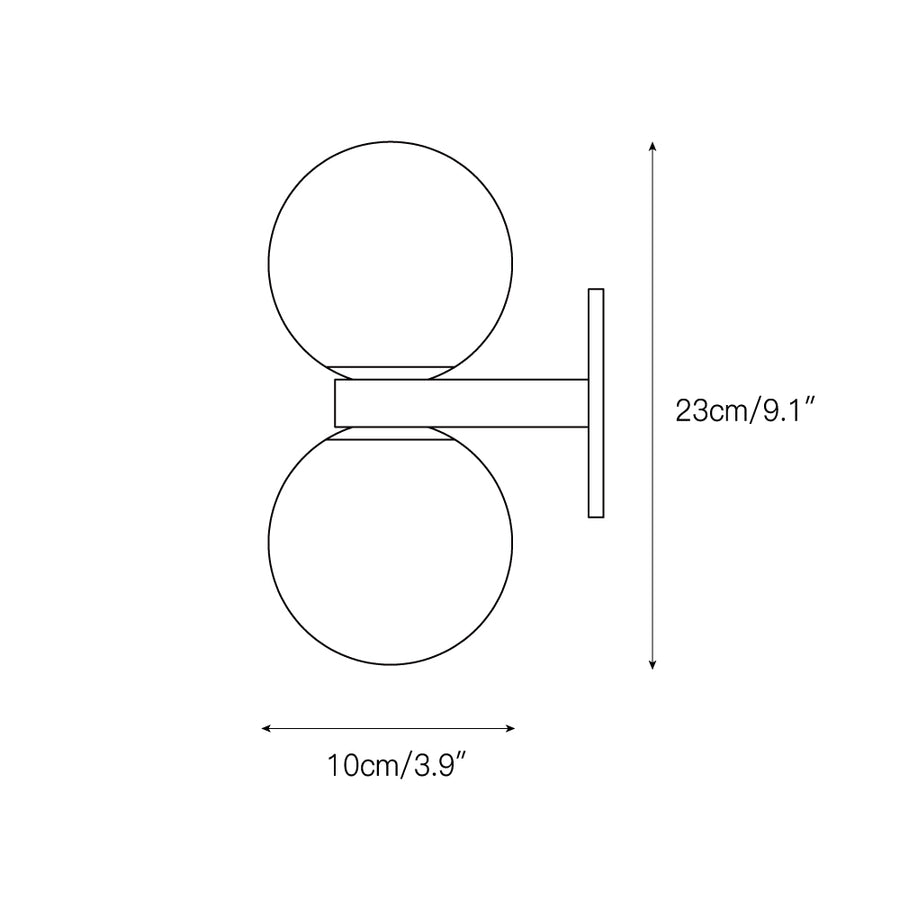 Dual Globe Alabaster Wall Lamp – detail 4 — Dimension drawings 1