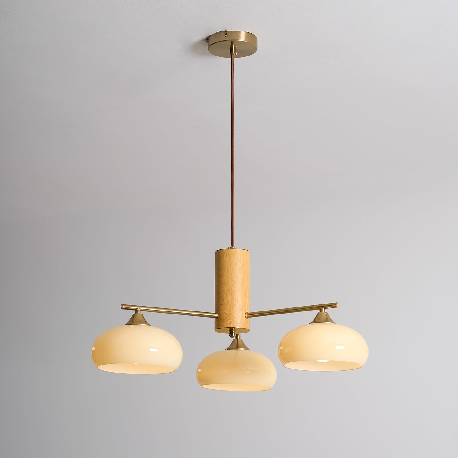 Elliptischer Persimmon-Kronleuchter aus Holz