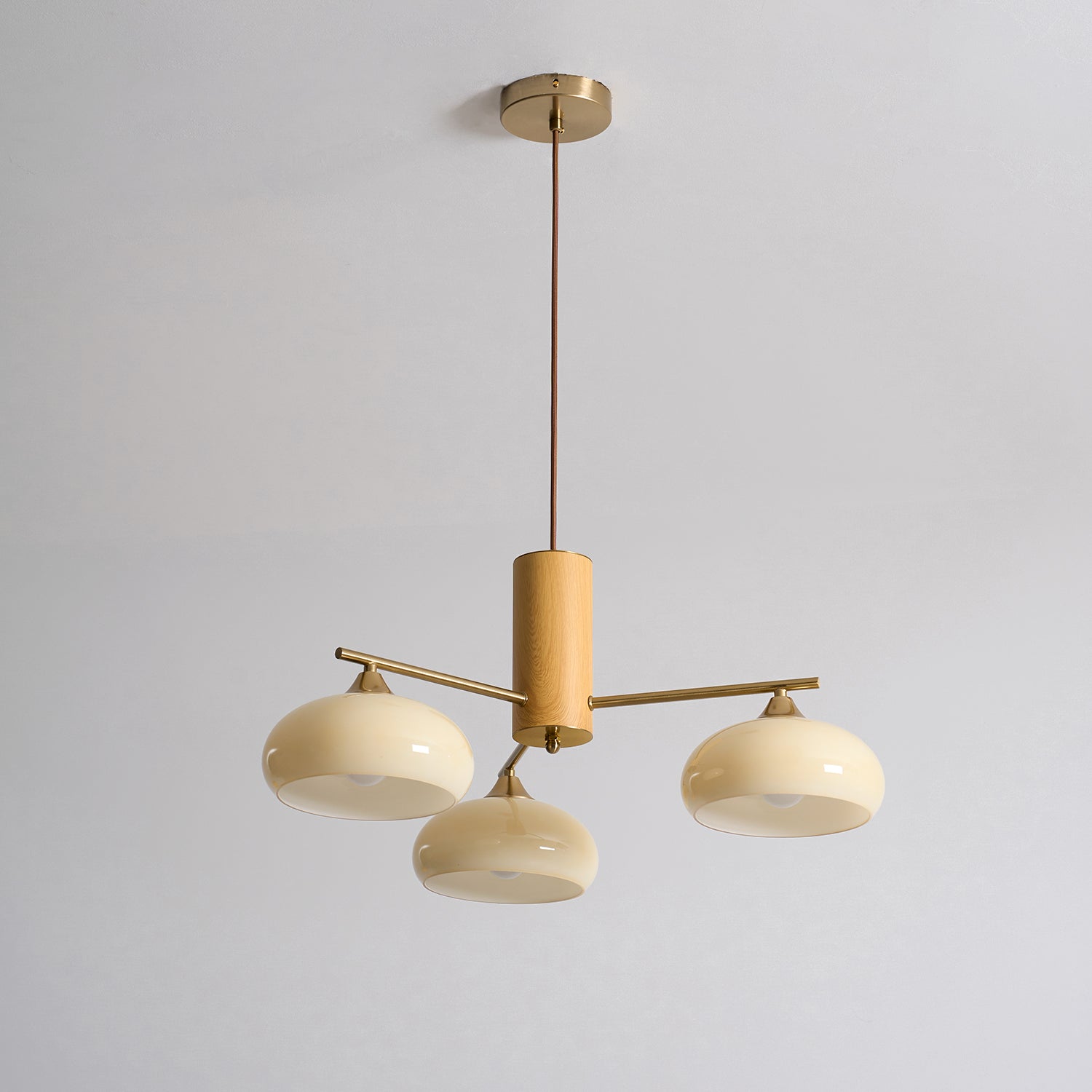 Elliptischer Persimmon-Kronleuchter aus Holz