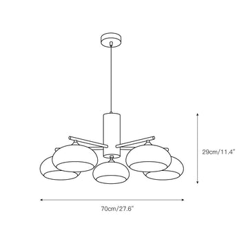 Nova Elliptical Persimmon Chandelier – detail 4 — Dimension drawings 2