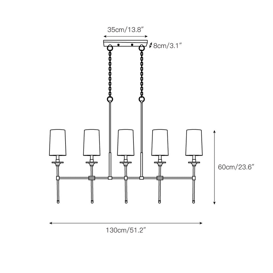 Emily Linear Chandelier – detail 4 — Dimension drawings 2