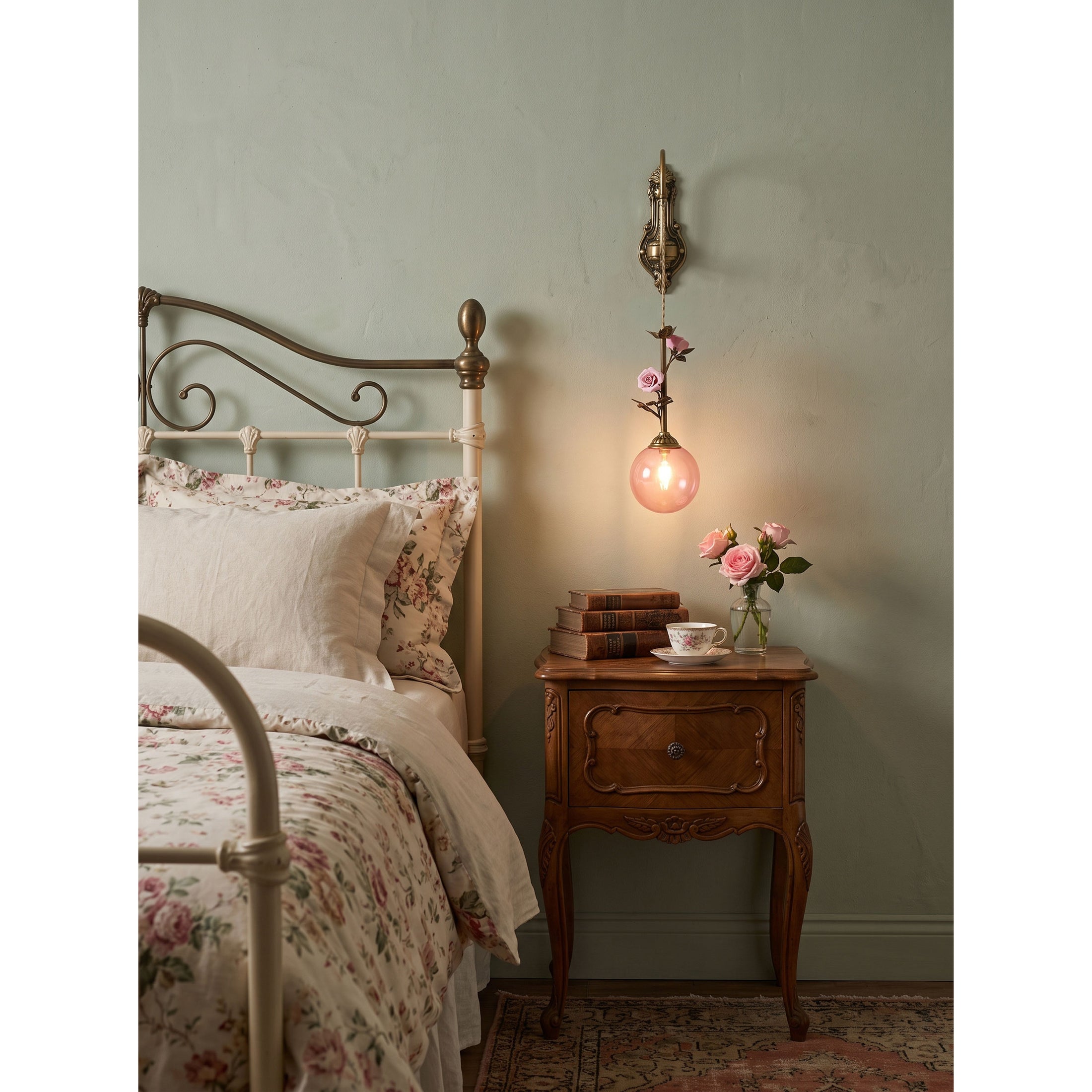 Evelyn Glass Rose Wall Sconce