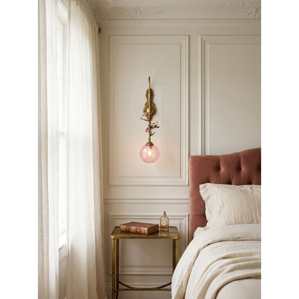 Evelyn Glass Rose Wall Sconce