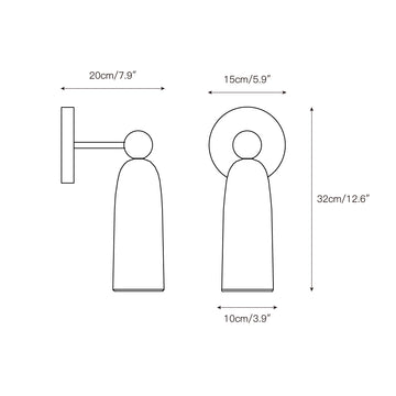 Figure Alabaster Wall Lamp – detail 3 — Dimension drawings 1