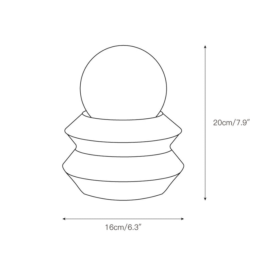 Fin Travertine Table Lamp (Built-in Battery) – detail 3 — Dimension drawings 1