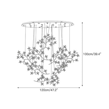 Floating Branches Crystal Flower Chandelier – detail 3 — Dimension drawings 1