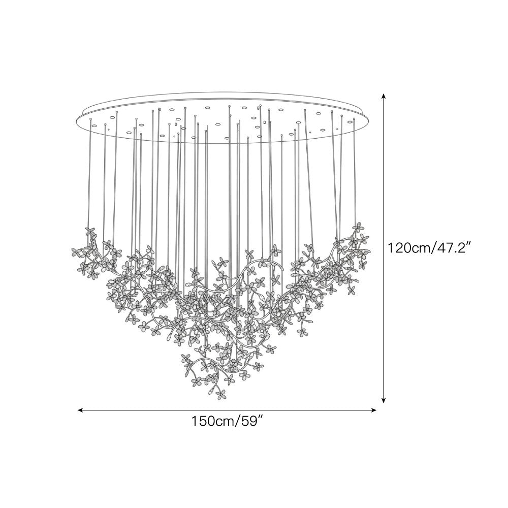 Floating Branches Crystal Flower Chandelier