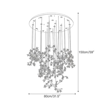 Floating Branches Crystal Flower Chandelier – detail 5 — Dimension drawings 3