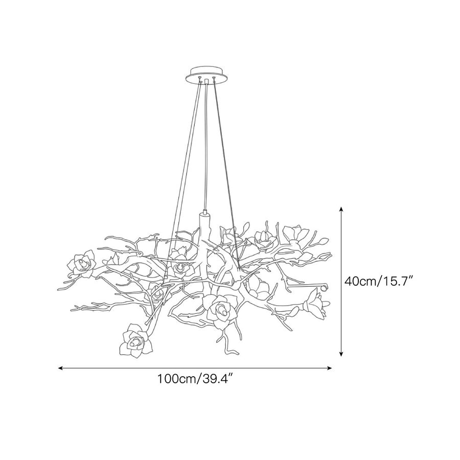 Flower Bloom Branch Brass Chandelier – detail 3 — Dimension drawings 1