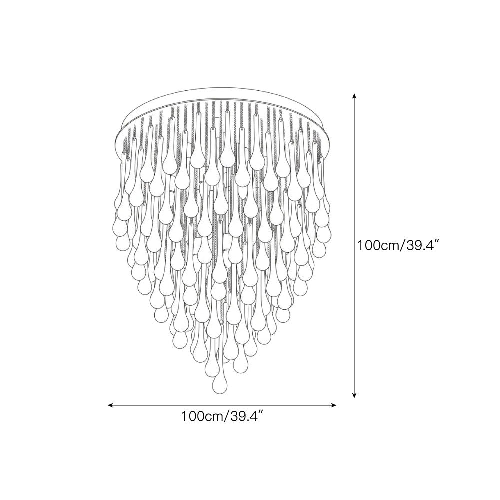 Flush Mounted Glass Rainrop Flush Mount Ceiling Light