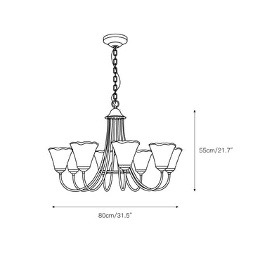 Franklin Amber Chandelier – detail 6 — Dimension drawings 3