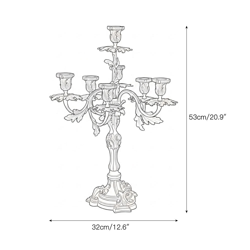 French Brass Seven-Light Candelabra
