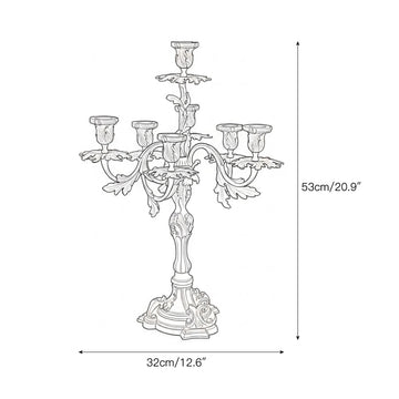 French Brass Seven-Light Candelabra – detail 3 — Dimension drawings 1