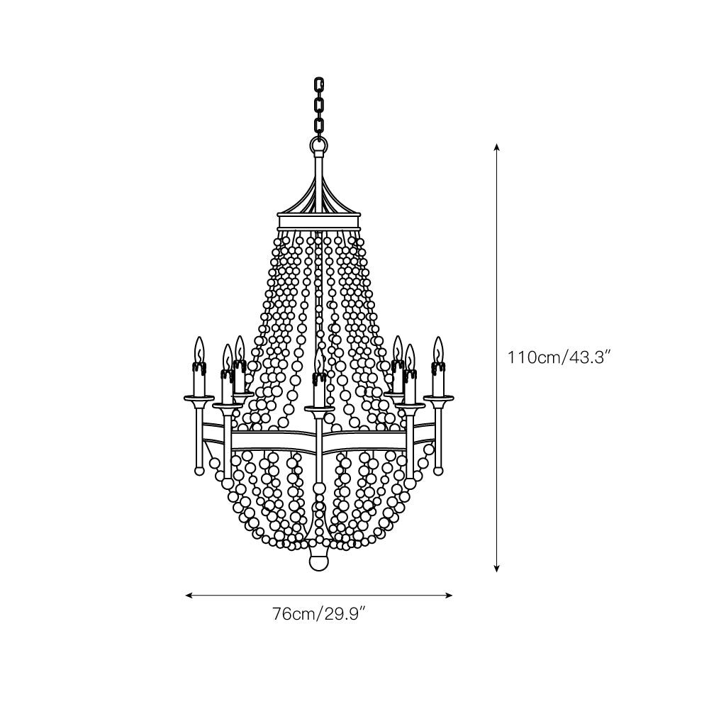 Lustre en perles de cristal givré