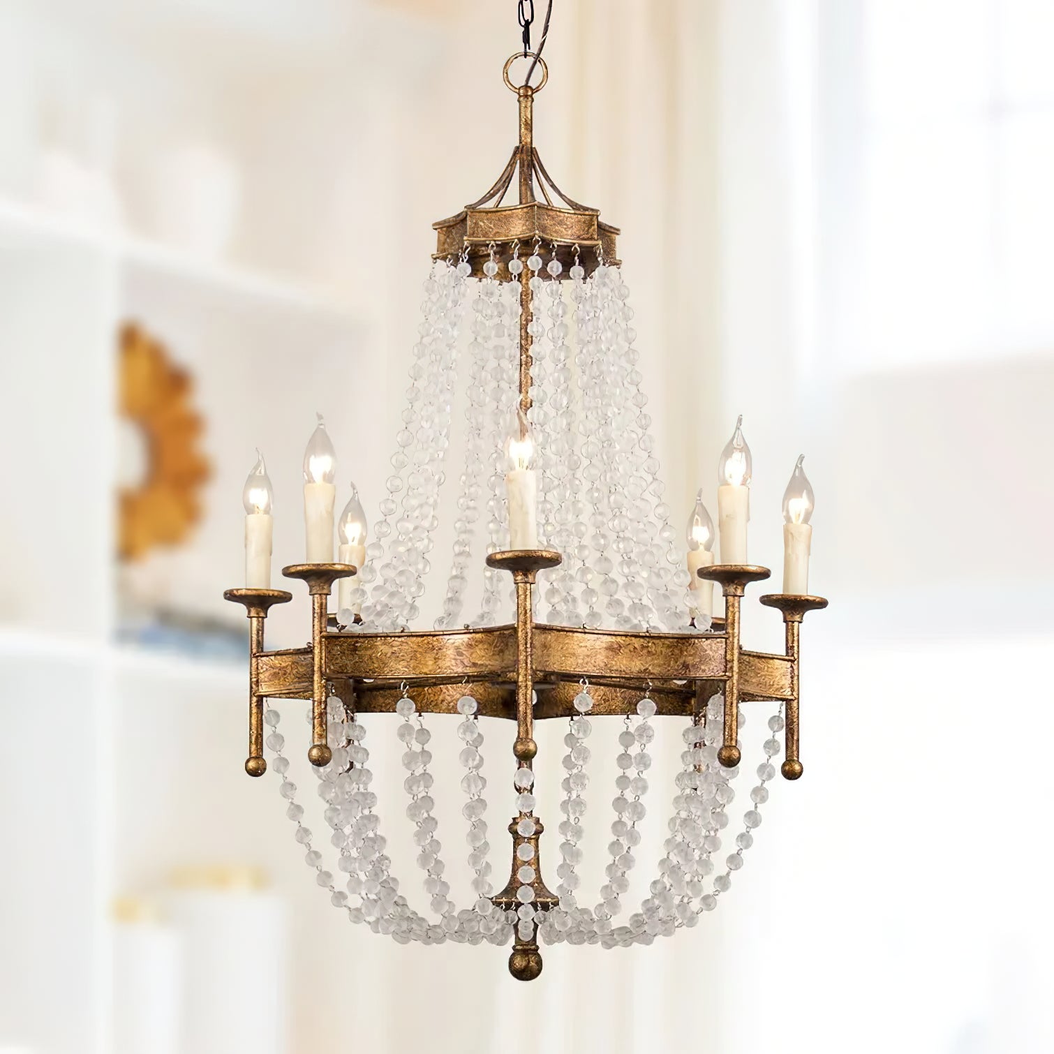 Frosted Crystal Bead Chandelier