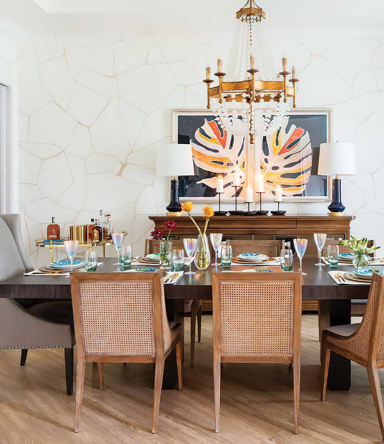 Frosted Crystal Bead Chandelier