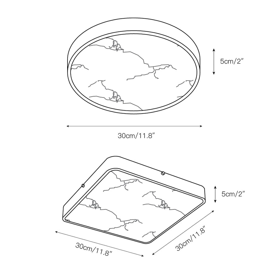 Geometric Alabaster Recessed Ceiling Light – detail 4 — Dimension drawings 1