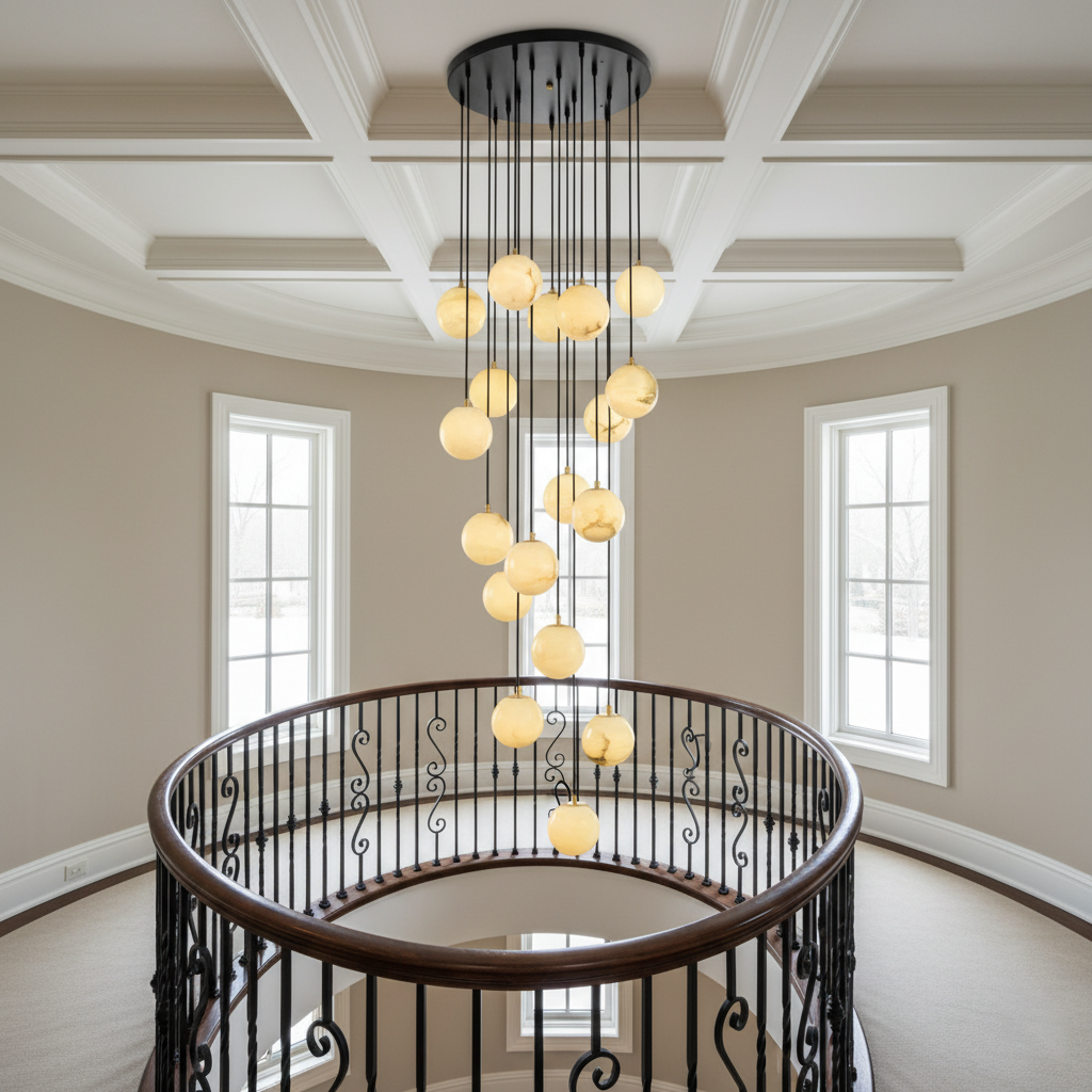 Alabaster Balls Cluster Chandelier