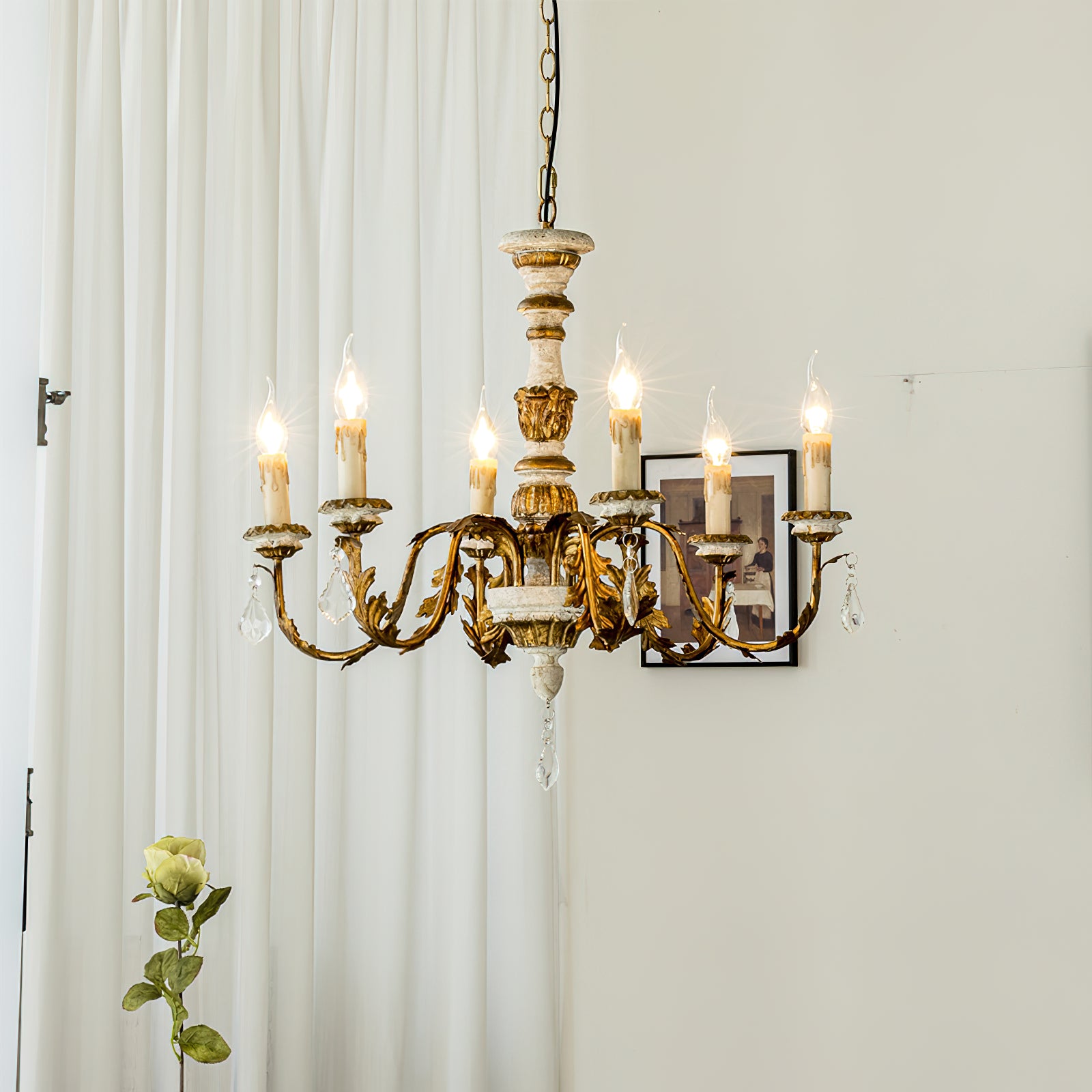 Giltwood Wood Chandelier