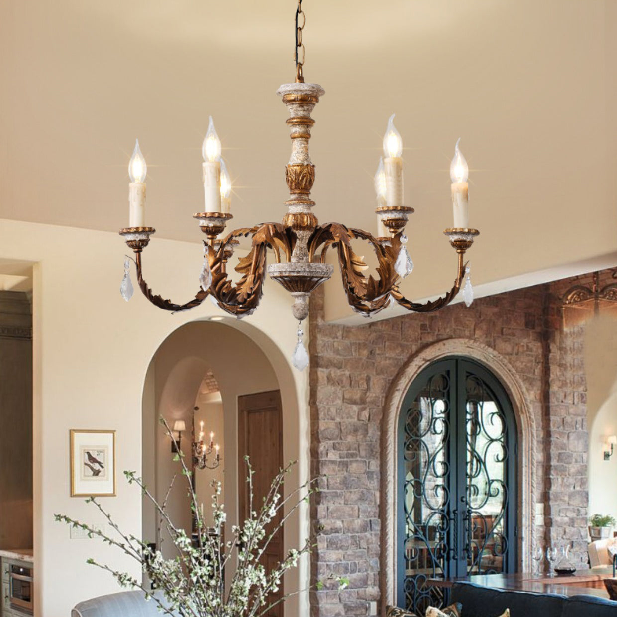 Giltwood Wood Chandelier