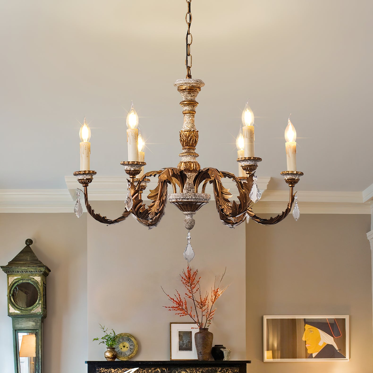 Giltwood Wood Chandelier