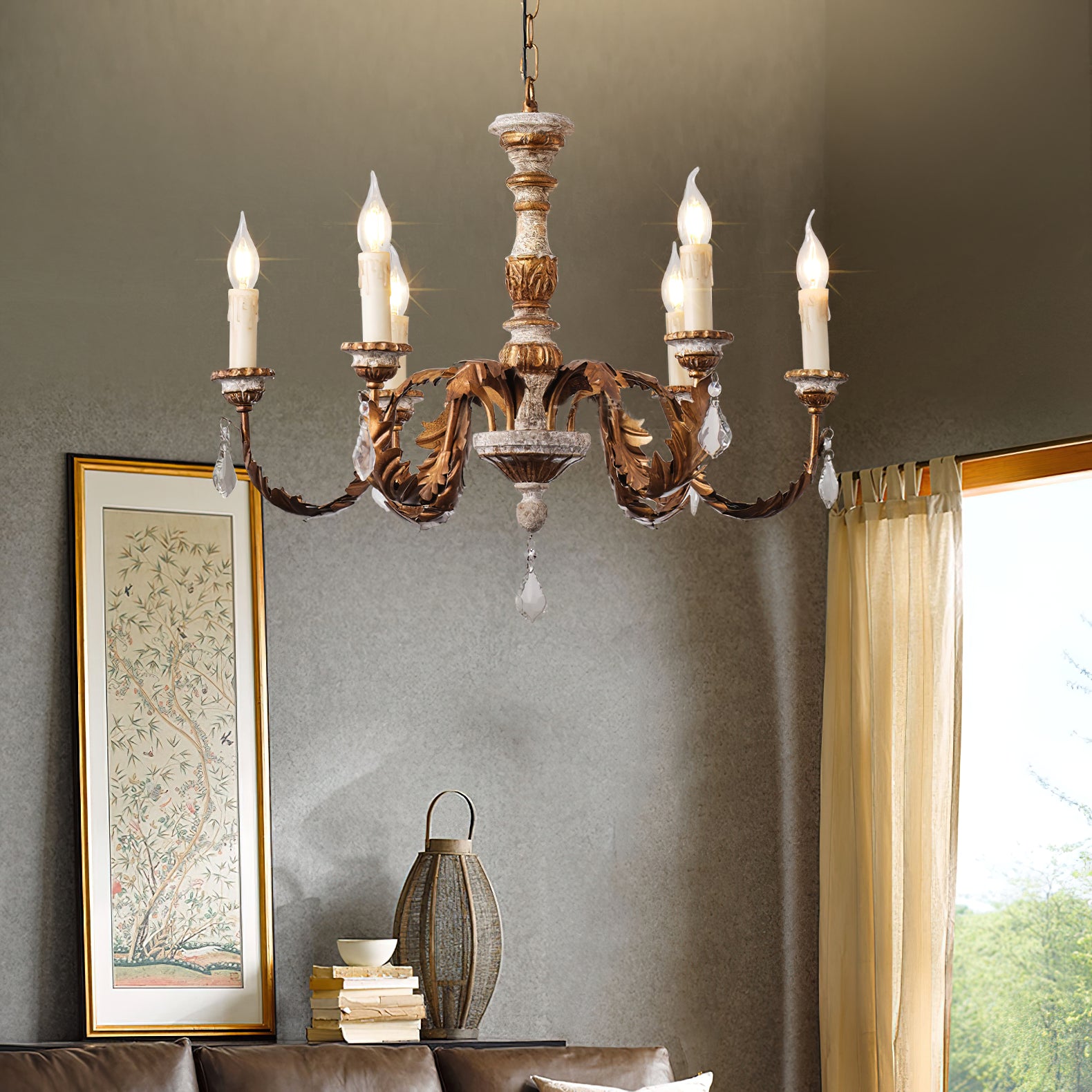 Giltwood Wood Chandelier