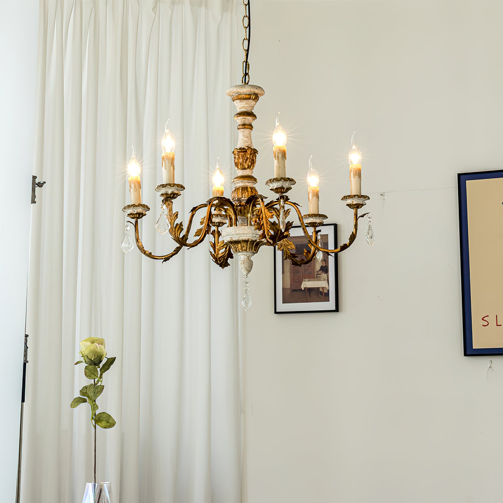 Giltwood Wood Chandelier