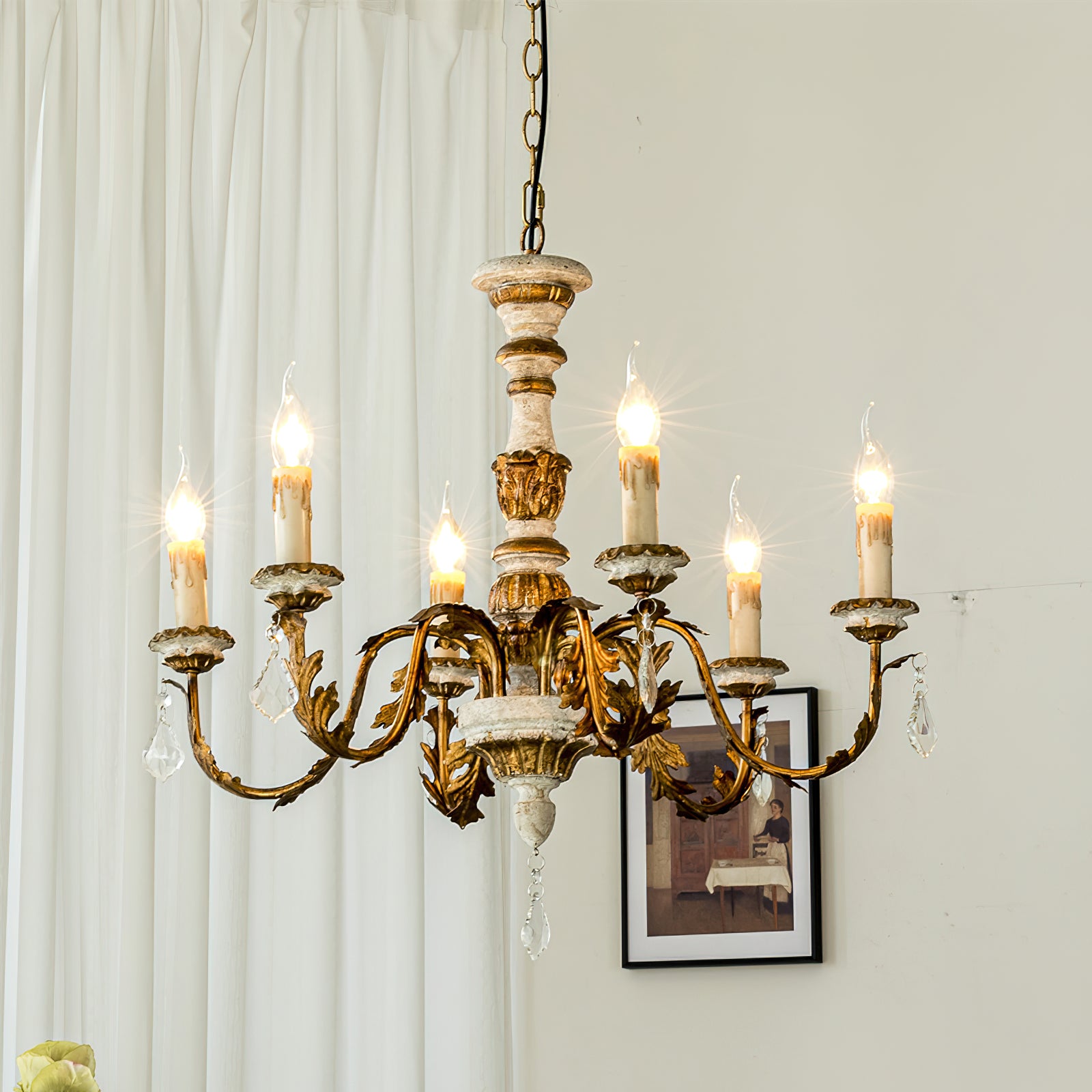 Giltwood Wood Chandelier