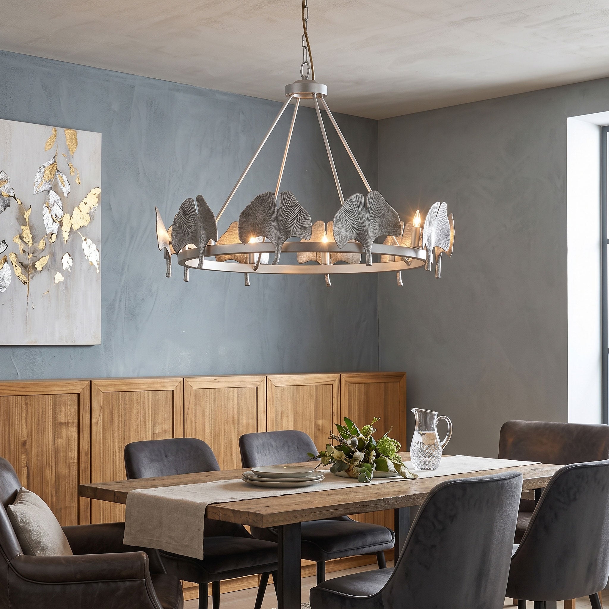 Gold Foil Ginkgo Leaf Chandelier