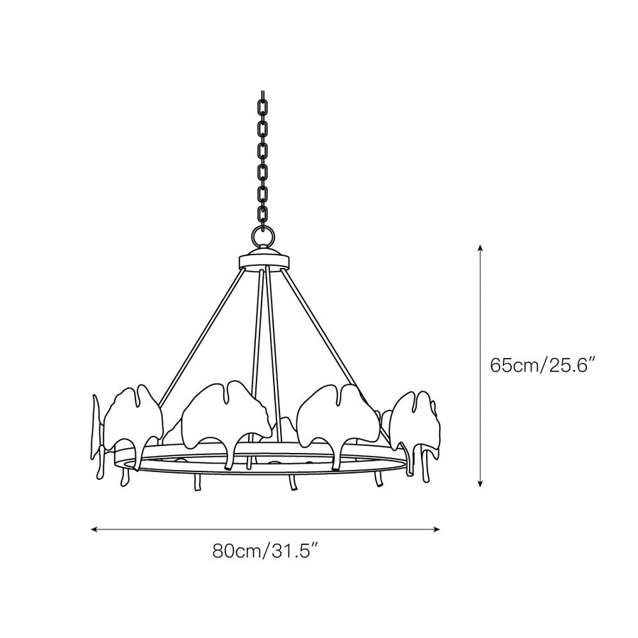 Gold Foil Ginkgo Leaf Chandelier – detail 3 — Dimension drawings 1