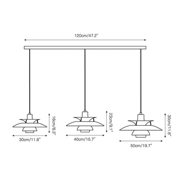 Gold Foil PH Pendant Lamp – detail 6 — Dimension drawings 2