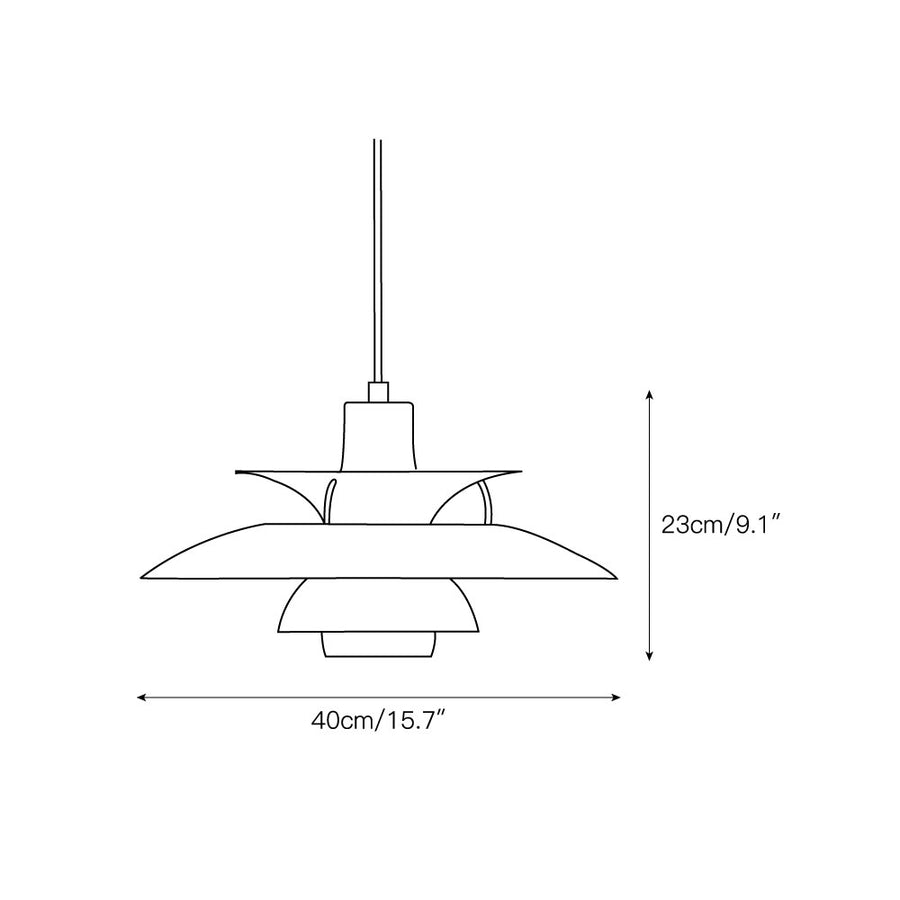 Gold Foil PH Pendant Lamp – detail 5 — Dimension drawings 1