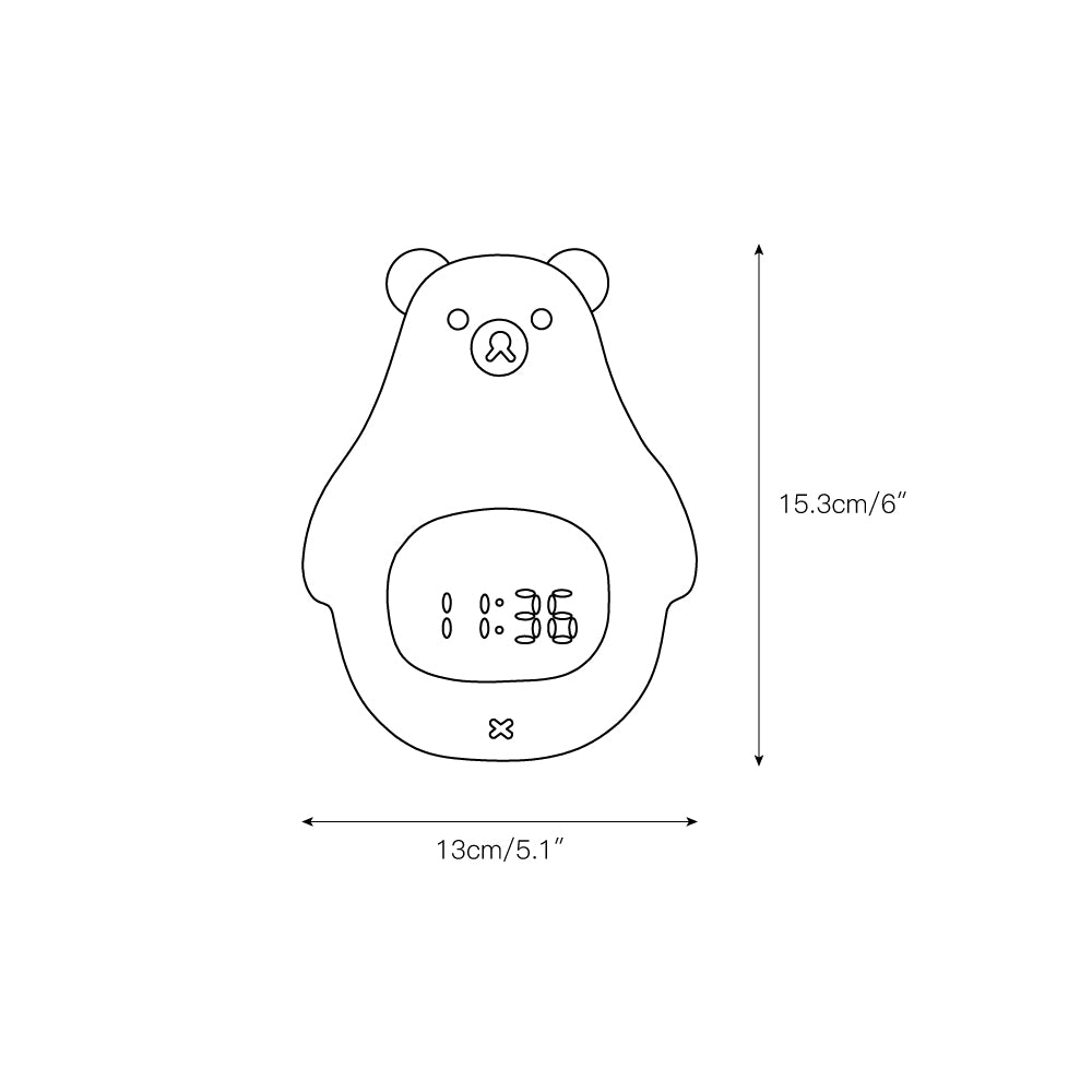 Großer weißer Bär - Wecker mit Nachtlicht (eingebaute Batterie)