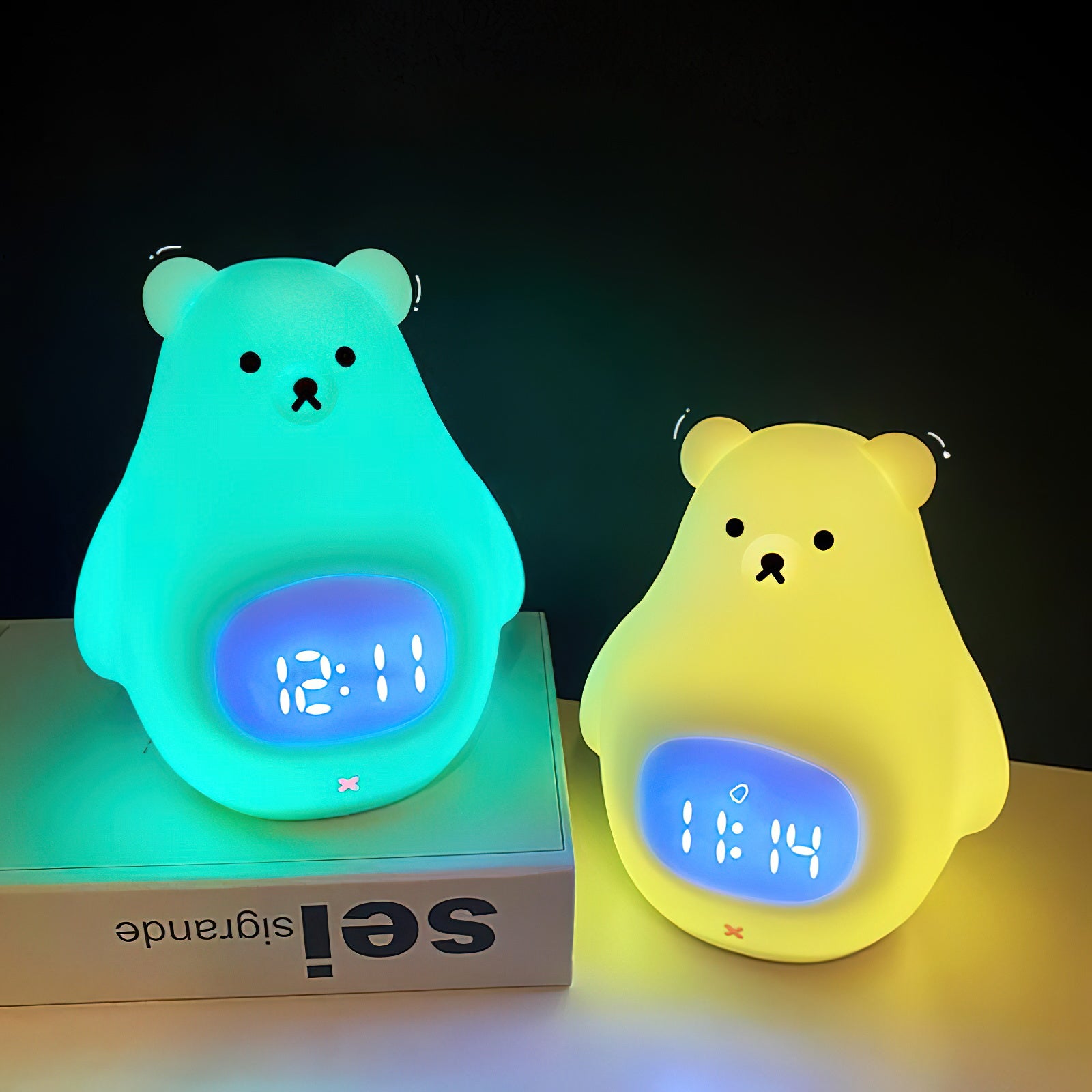 Great White Bear Alarm Clock Night Light (built-in battery)