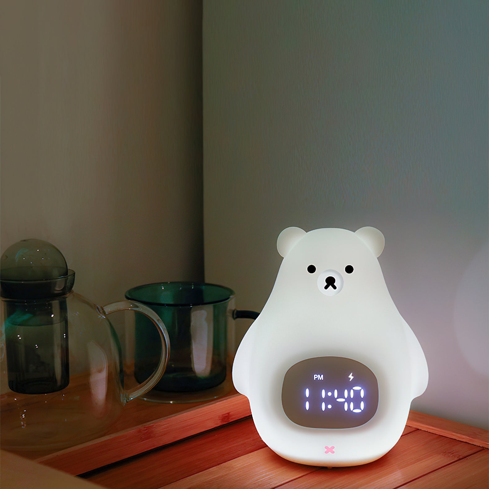 Great White Bear Alarm Clock Night Light (built-in battery)