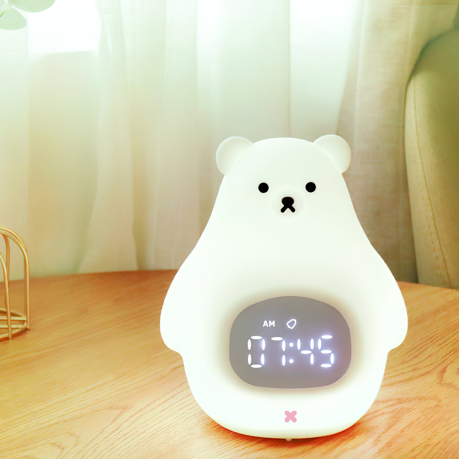 Great White Bear Alarm Clock Night Light (built-in battery)