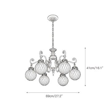 Greenwich Classical Brass Chandelier – detail 4 — Dimension drawings 2