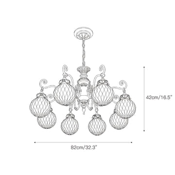 Greenwich Classical Brass Chandelier – detail 5 — Dimension drawings 3