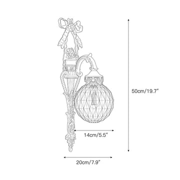 Greenwich Classical Brass Wall Sconce – detail 3 — Dimension drawings 1