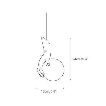 Hand Holding Globe Pendant Light – detail 5 — Dimension drawings 1