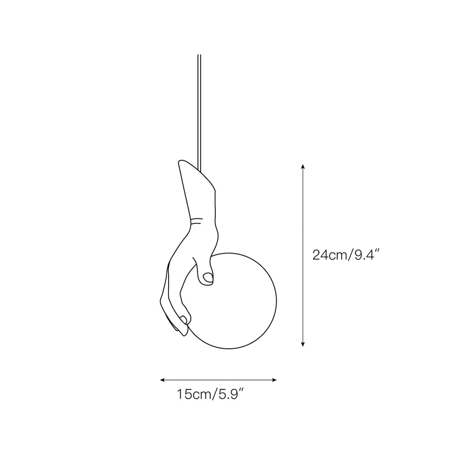 Hand Holding Globe Pendant Light – detail 5 — Dimension drawings 1