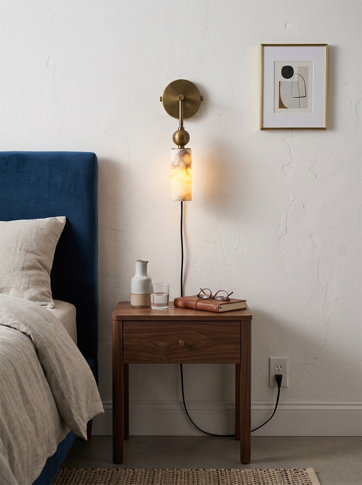 Harlin Alabaster Plug-in Wall Sconce