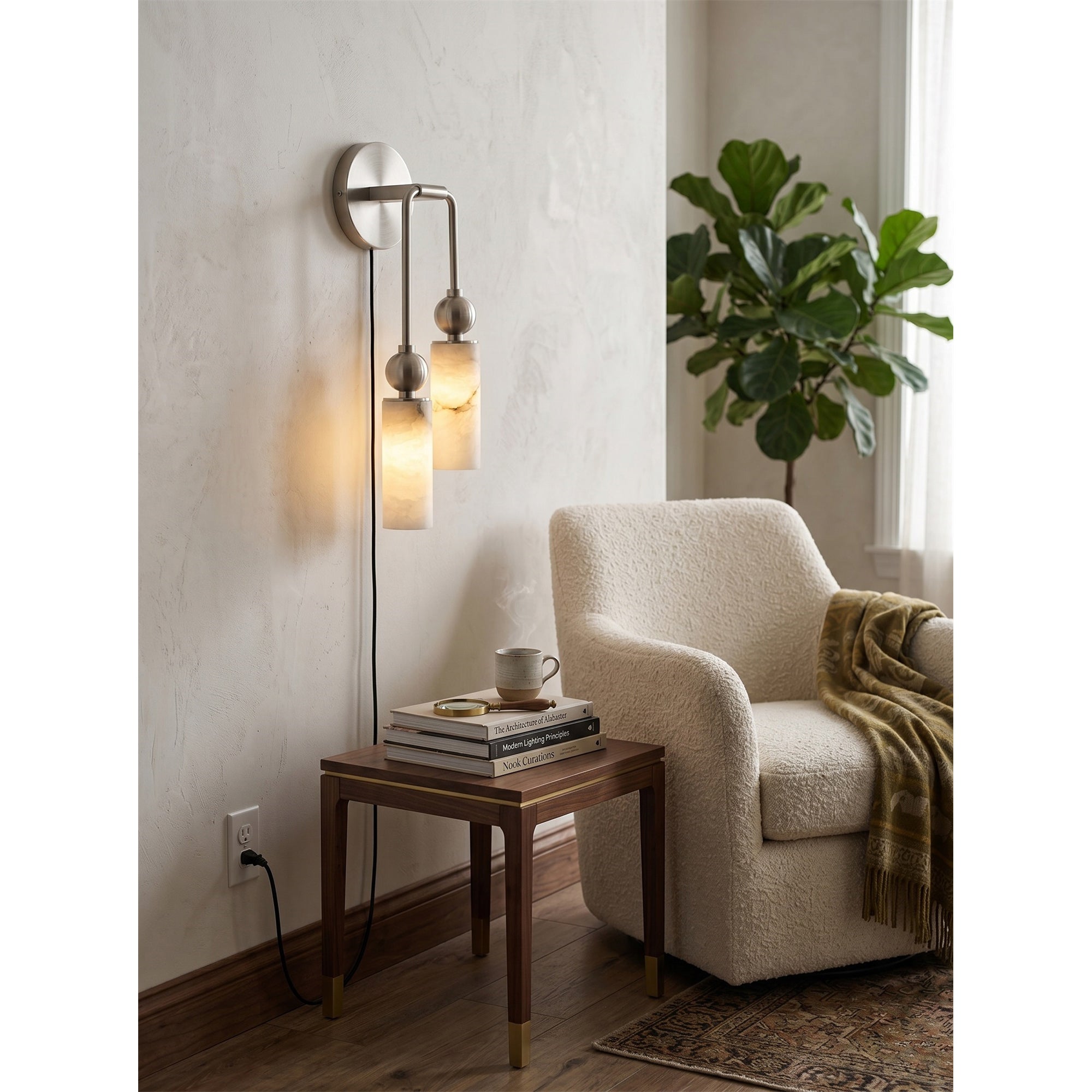 Harlin Alabaster Plug-in Wall Sconce