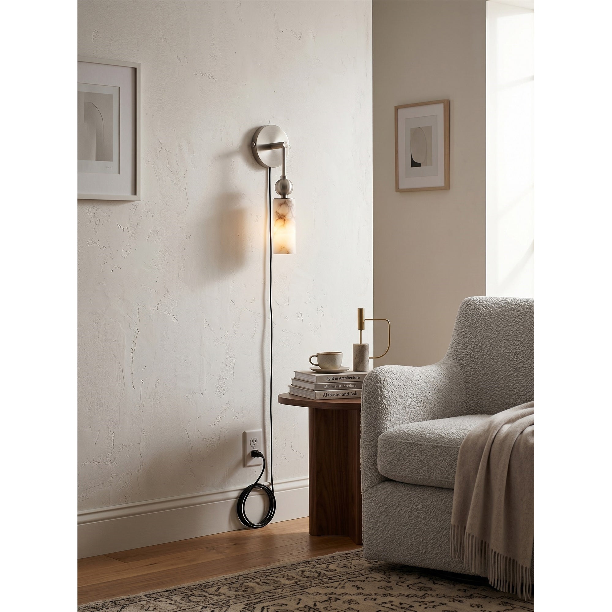 Harlin Alabaster Plug-in Wall Sconce