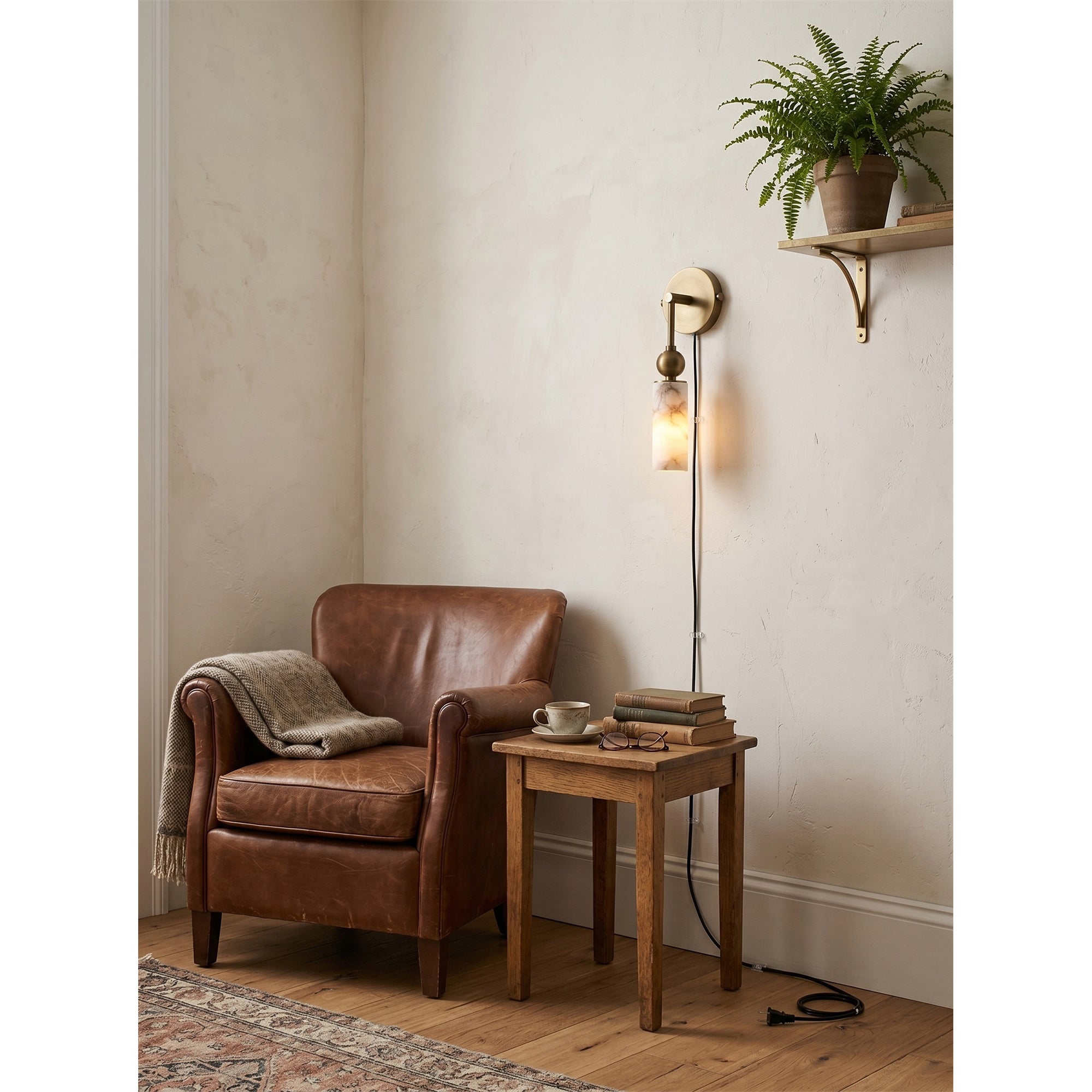 Harlin Alabaster Plug-in Wall Sconce