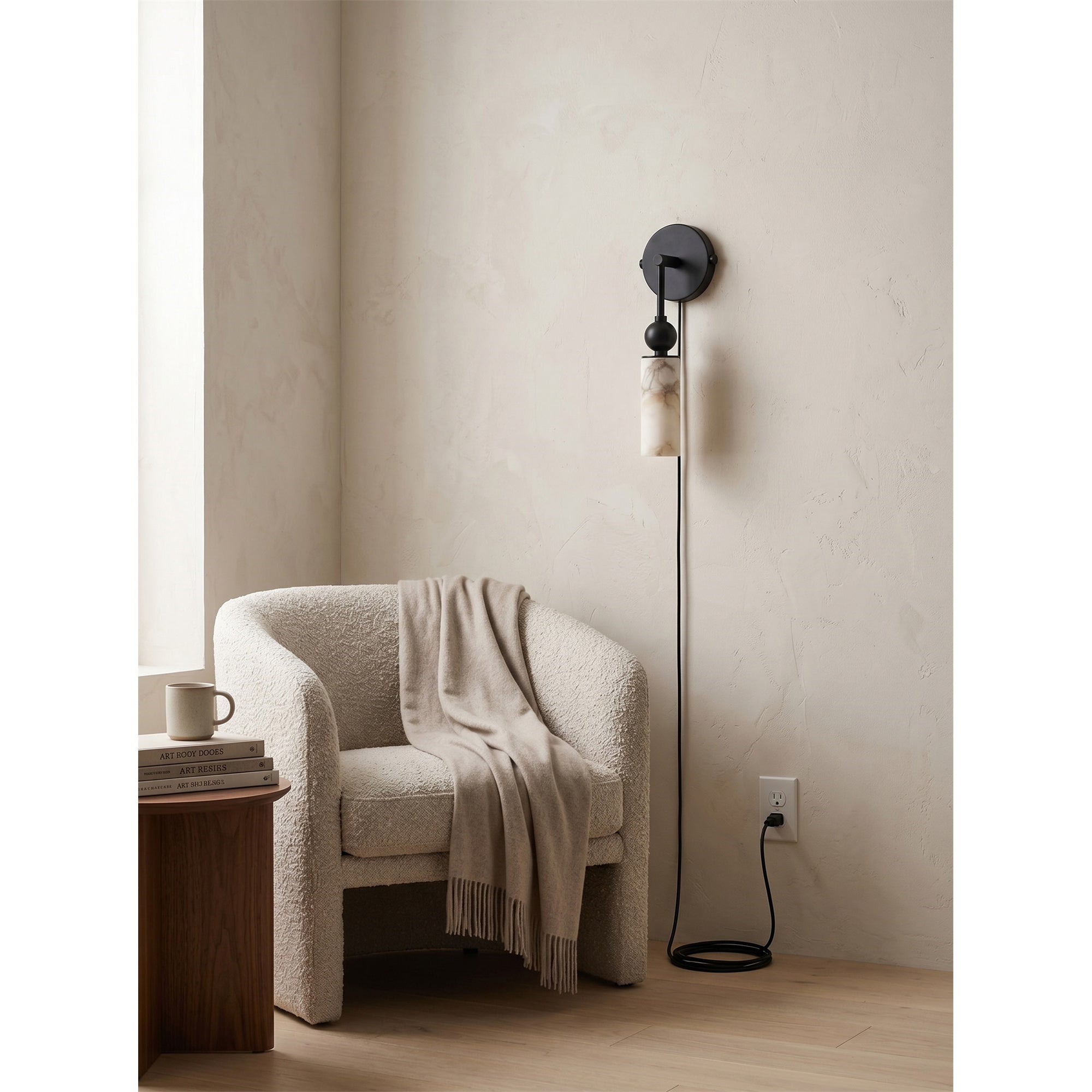 Harlin Alabaster Plug-in Wall Sconce