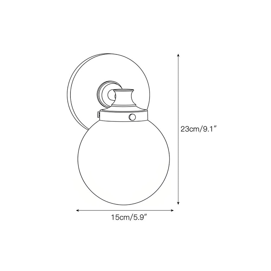 Hayes Glass Ball Wall Sconce – detail 3 — Dimension drawings 1